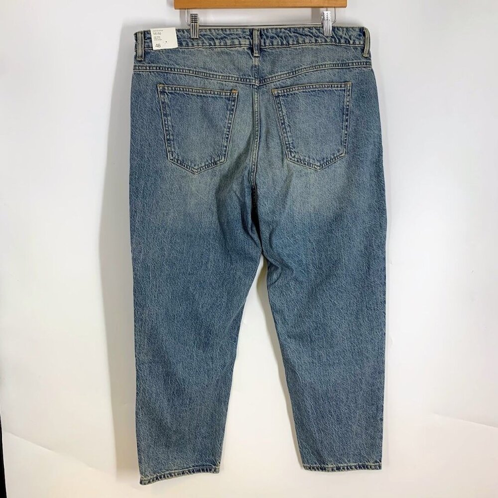 Mango Women's Mom High Waisted Tapered Cotton Stretch Denim Jeans Size 16 NWT - Picture 2 of 15